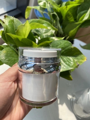 Toples Pompa Pengap Bulat Dinding Ganda Isi Ulang Toples Kemasan Krim Akrilik