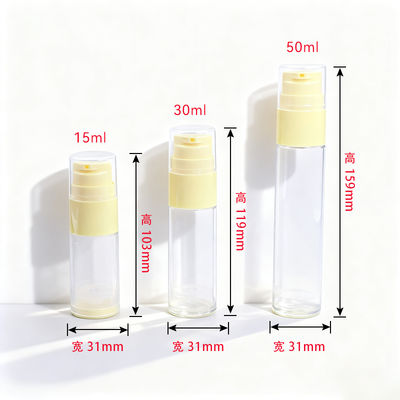 Botol Airless Isi Ulang Kosong Mewah dalam Bahan PP dalam Ukuran 15ml 30ml 50ml