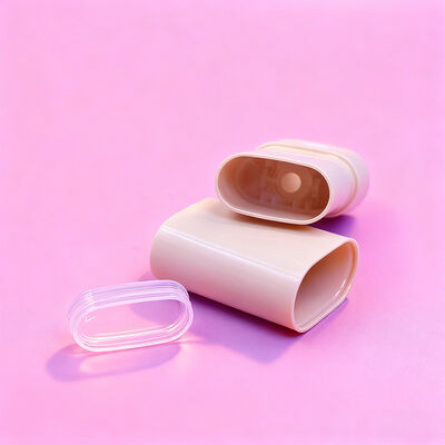 Kemasan Deodoran Stick Putar Oval Datar 15g 20g yang Disesuaikan Dapat Diisi Ulang untuk Tubuh, Tabung Wadah Tabir Surya Deodoran, Kemasan Deodoran