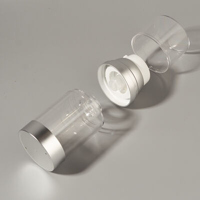 Grosir Pabrik Botol Pompa Tanpa Udara Mewah Kosong 100ml 150ml 120ml ABS AS Matte Glossy Silver UV Supplier