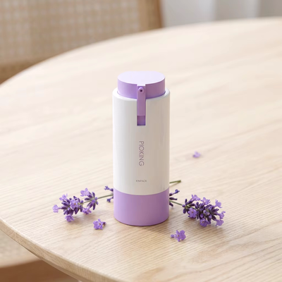 Label pribadi yang dapat didaur ulang 15ml 30ml 50ml Bentuk Bulat Custom Pink Purple Color Airless ABS Lotion Bottle for Skincare Packaging