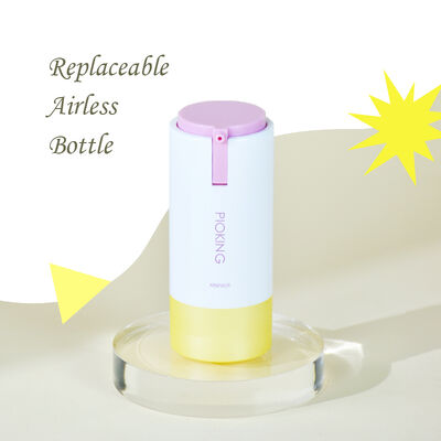 Label pribadi yang dapat didaur ulang 15ml 30ml 50ml Bentuk Bulat Custom Pink Purple Color Airless ABS Lotion Bottle for Skincare Packaging