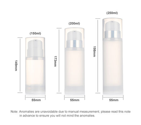 Botol Pompa Pengap 150ml 200ml 250ml/PP Botol Pompa Lotion Transparan untuk Kemasan Kosmetik