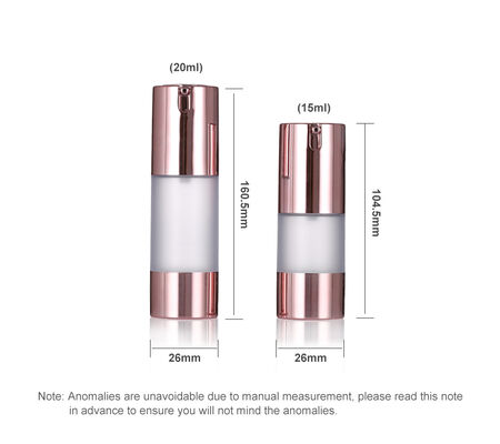 Luxury Rose Gold Airless Pump Botol 15-20ml Bottle Lotion Bottle Serum