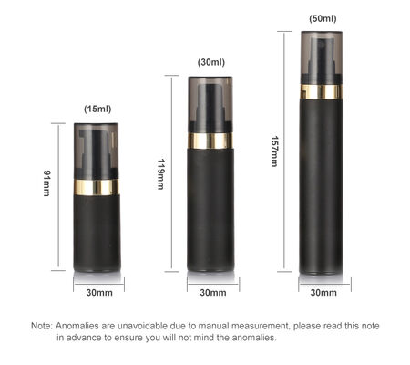 Top Quality Botol Airless Hitam 15ml 30ml 50ml PP Botol Kosmetik Plastik Airless