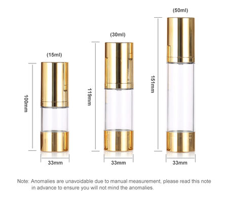 Rekomendasi 15ml 30ml 50ml Slim Airless Pump Bottle untuk Skin Care Packaging dengan Screen Printing Lotion & Serum