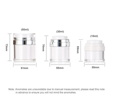 Stok Putih Krim Plastik Airless Pompa Botol untuk Lotion Wajah Pembersih & Perawatan Kulit Serum 50ml / 100ml / 150ml Screen Printed