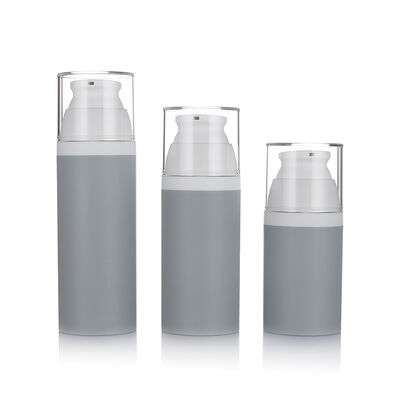 Warna abu-abu 80ml botol pompa tanpa udara 3 ukuran botol plastik tanpa udara opsional untuk kosmetik